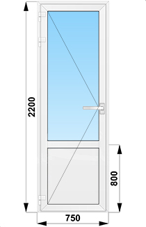 Пластиковые уличные входные двери одностворчатые с глухим низом 750x2200